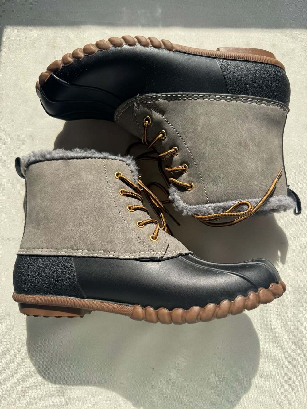 Henry Ferrera Faux Fur Lined Duck Boots Gray Winter Snow Boots Women’s Sz 8